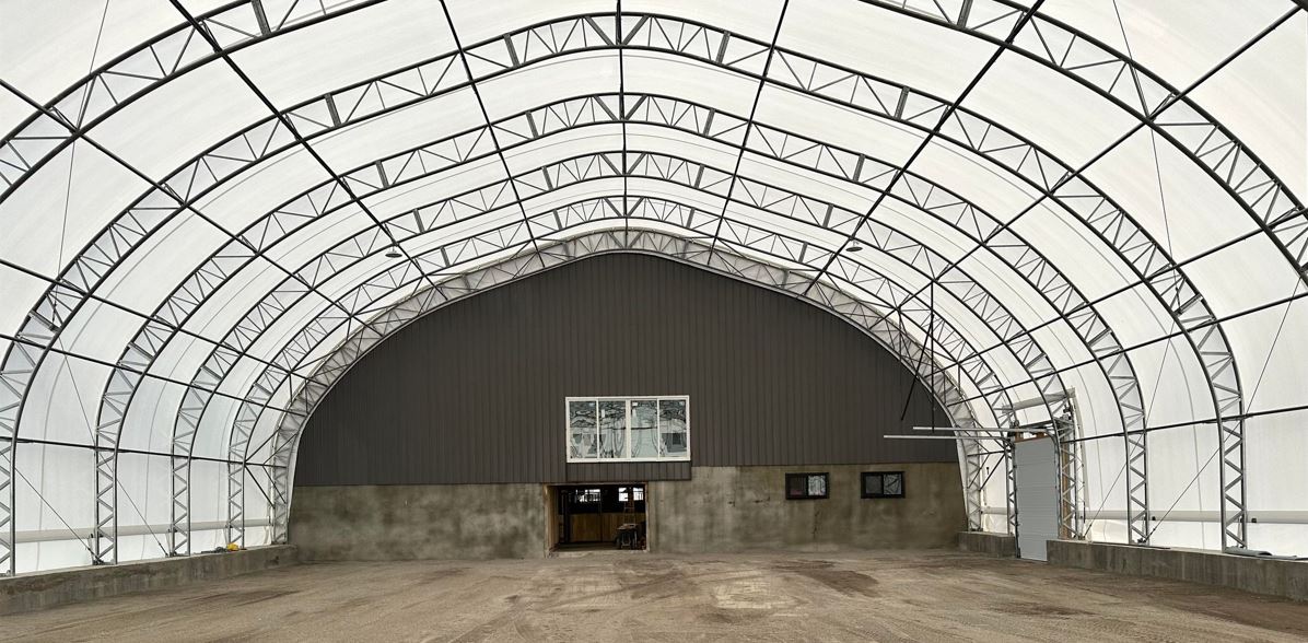 MegaDome barn extension interior — Peterborough, Ontario